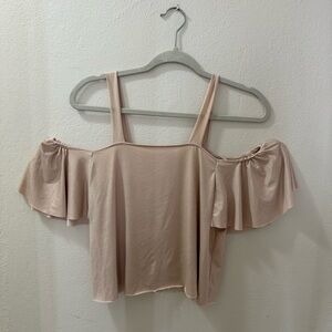 Off the shoulder light gold shirt